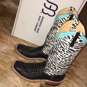 Custom made Anderson Bean Black Caiman Boots 8.5 9